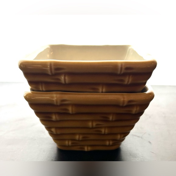 2 Home Studio, Monterey collection, bamboo theme, ceramic bowls. 4”x2.5” - Picture 6 of 8